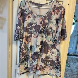Falls Creek Multicolor Floral Short Sleeve Top 2x